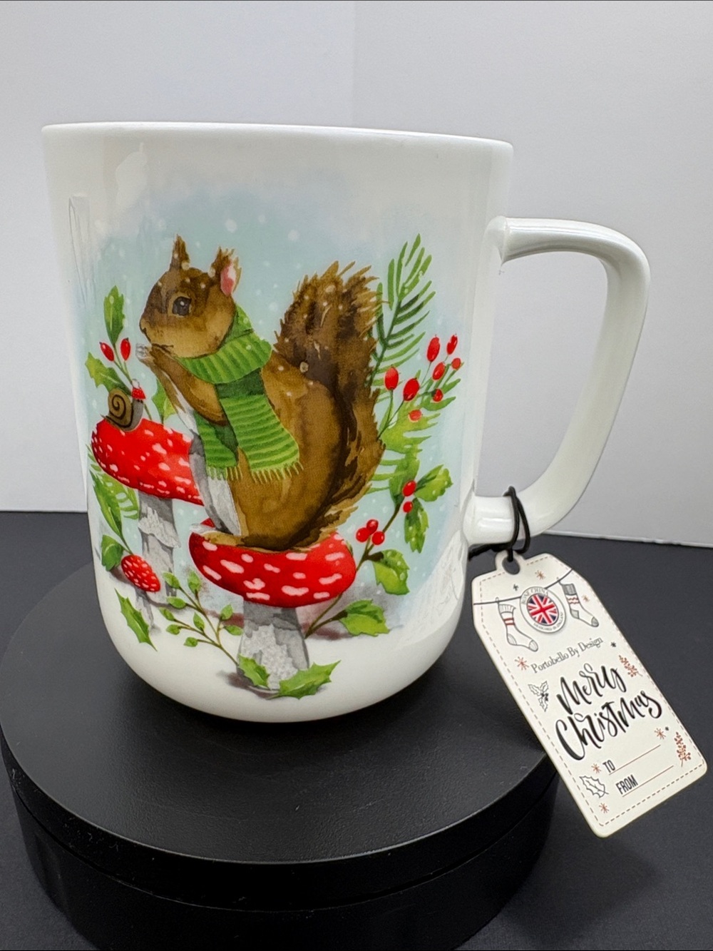 Portobello By Design Squirrel Mug Snail Toadstool Winter Festive Christmas